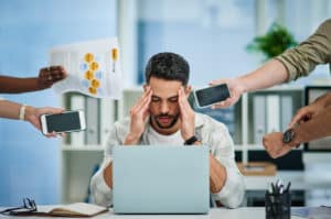 man experiencing employee burnout