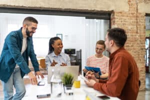 workers at a professional development event